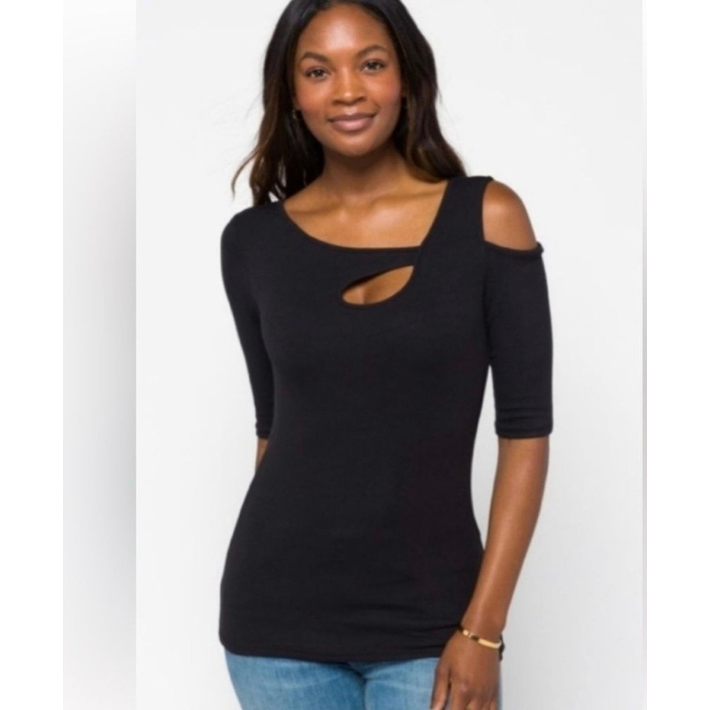 Goldray Garima Black Cutout Off Shoulder Sweater Size Small NWT